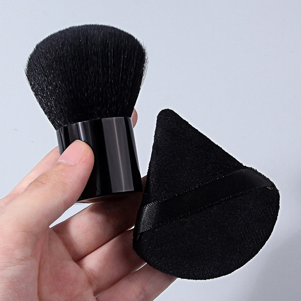 KOSSHOW 2-Pc Powder Brush & Puff Set – Blush & Bronzer Makeup Brush Set QXL