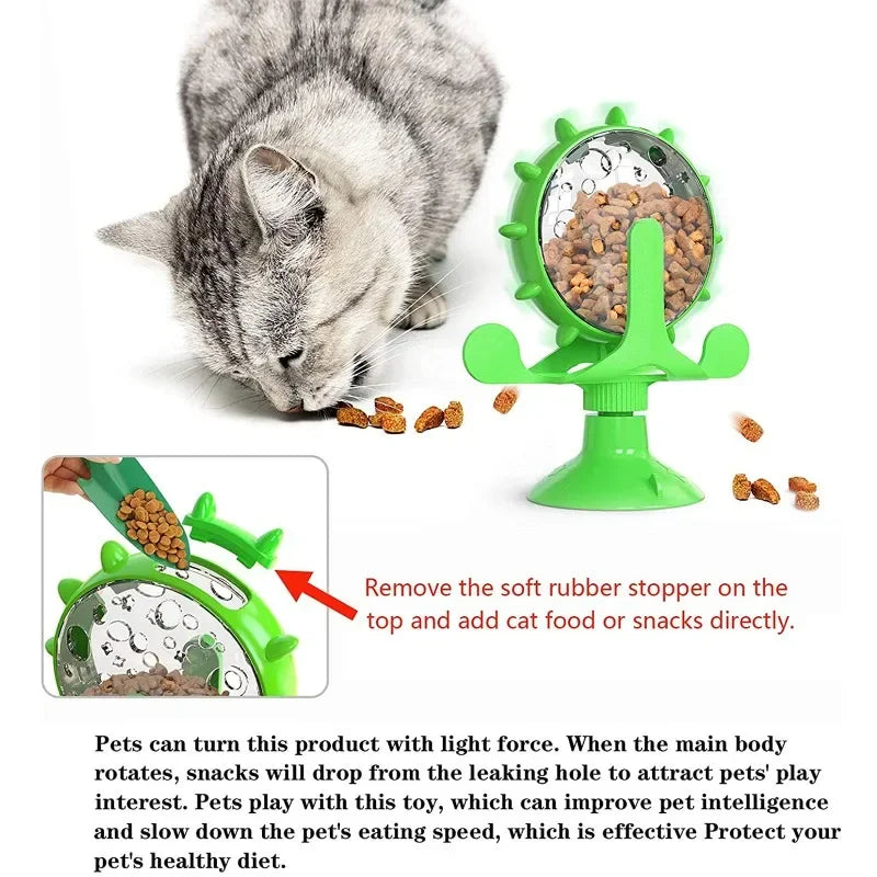 360° Rotating Windmill Pet Snack Dispenser & Slow Feeder Toy Pet Puzzle Feeder QXL