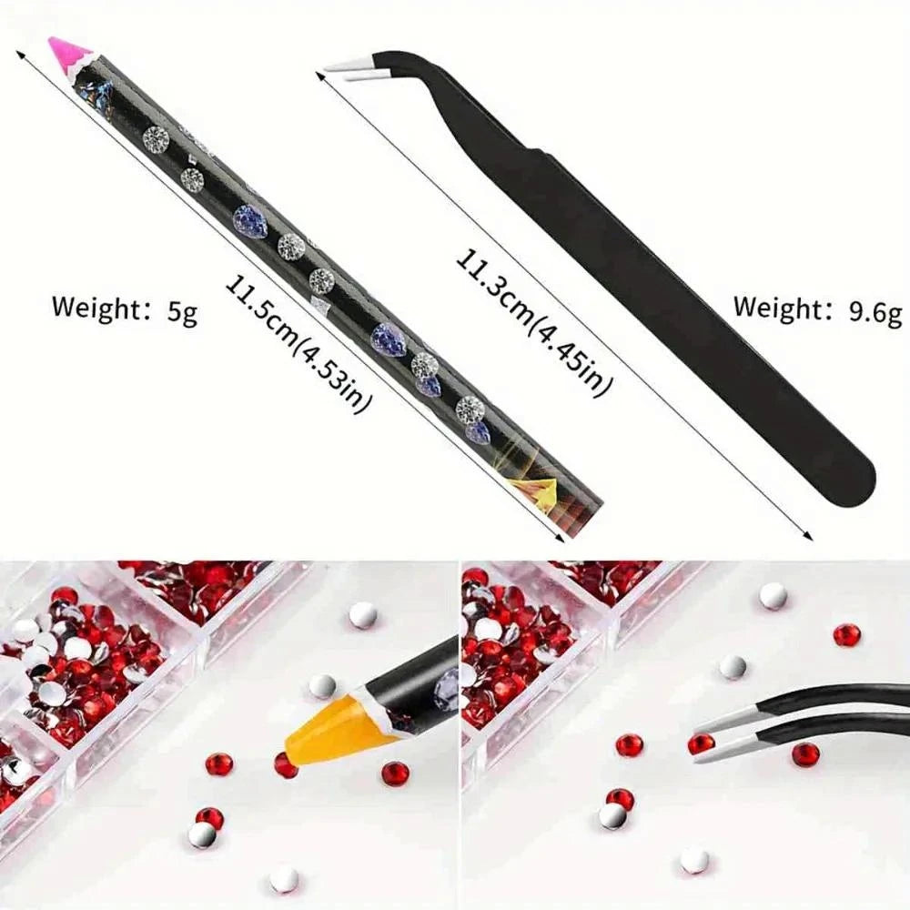 3-Pc Nail Art Rhinestones, Pearls & Dotting Tool Set Nail Art Embellishment Set QXL