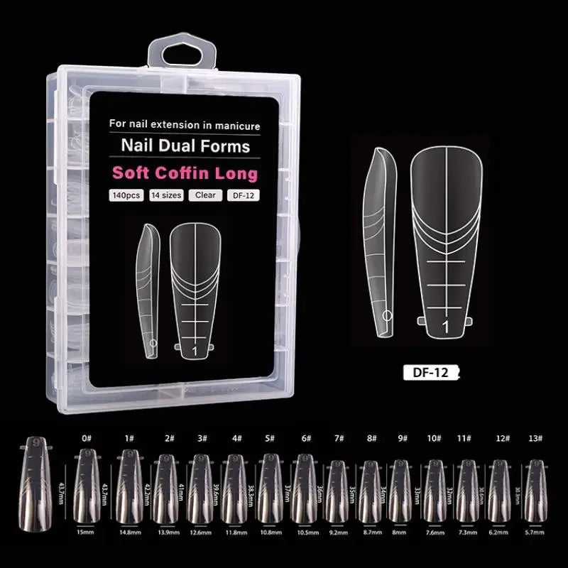 140-Pc Coffin Dual Nail Extension Forms | Pro Template Kit Nail Extension Forms QXL