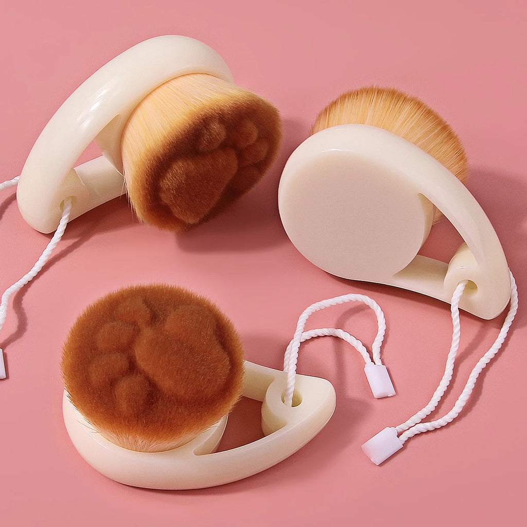 Cat Paw Facial Cleansing Brush & Powder Puff Set – Ivory Facial Cleansing Brush QXL