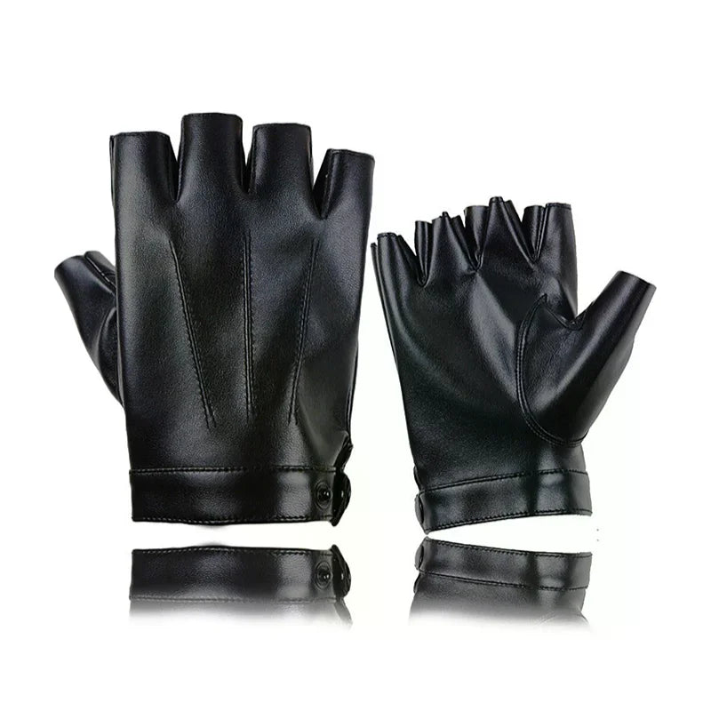 PU Leather Fingerless Tactical Gloves | Driving & Cycling Fingerless Leather Gloves QXL