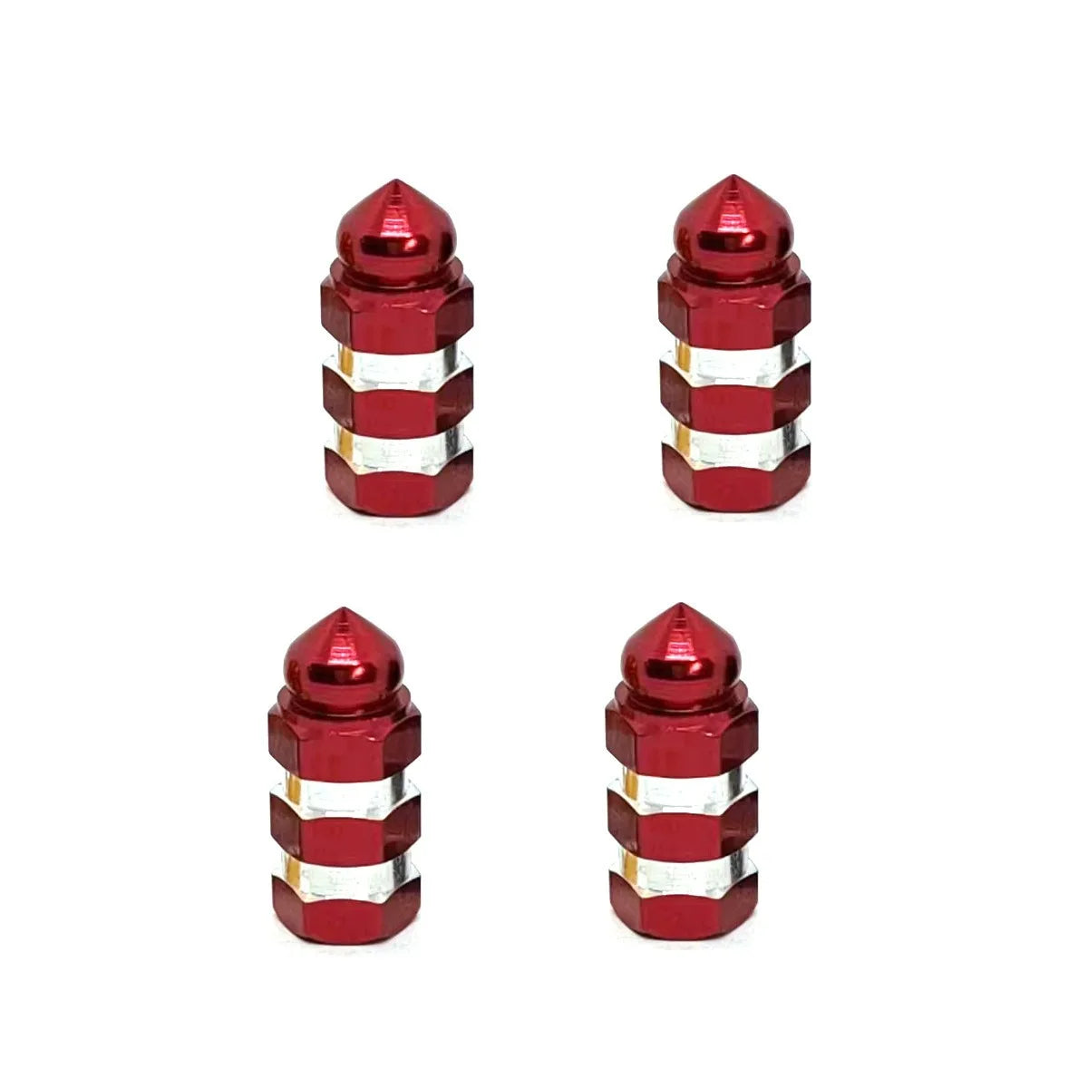 4-Pack Aluminum Tire Valve Stem Caps | Hex Dustproof Covers Tire Valve Caps QXL Red