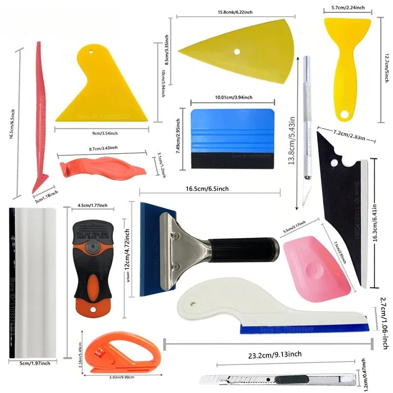 12-Pc Car Vinyl Wrap Tool Kit – Squeegee, Cutter & Spatula Car Wrap Tool Kit QXL