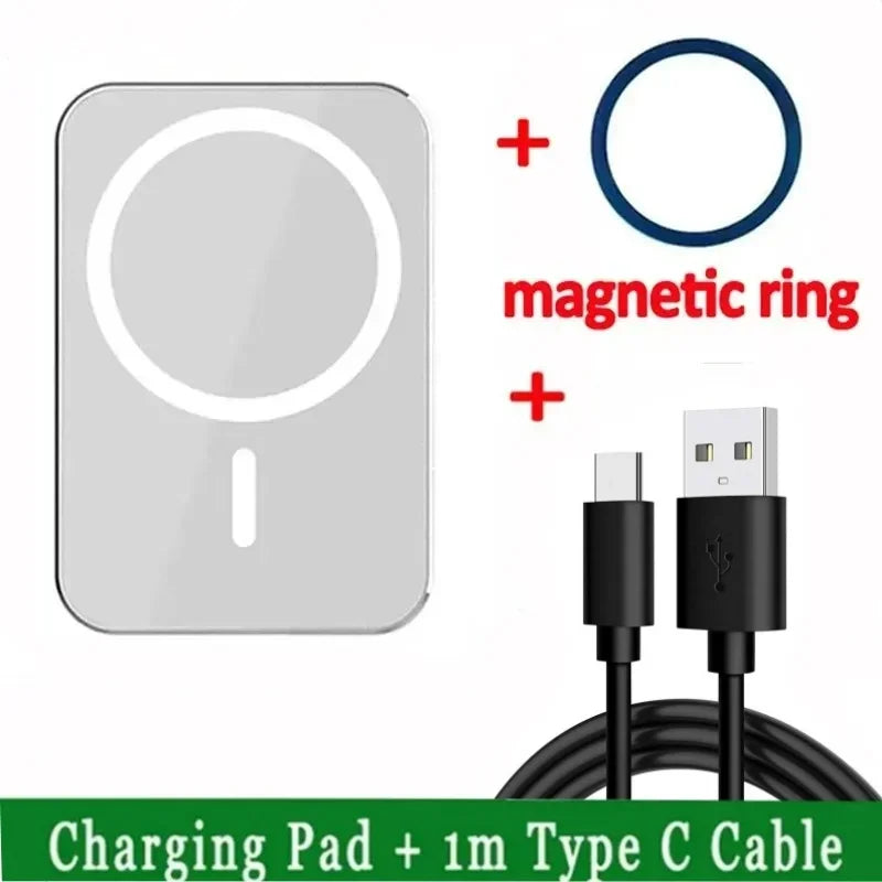 30W Magnetic Car Vent Wireless Charger for iPhone MagSafe Wireless Car Charger Mount QXL white with cable