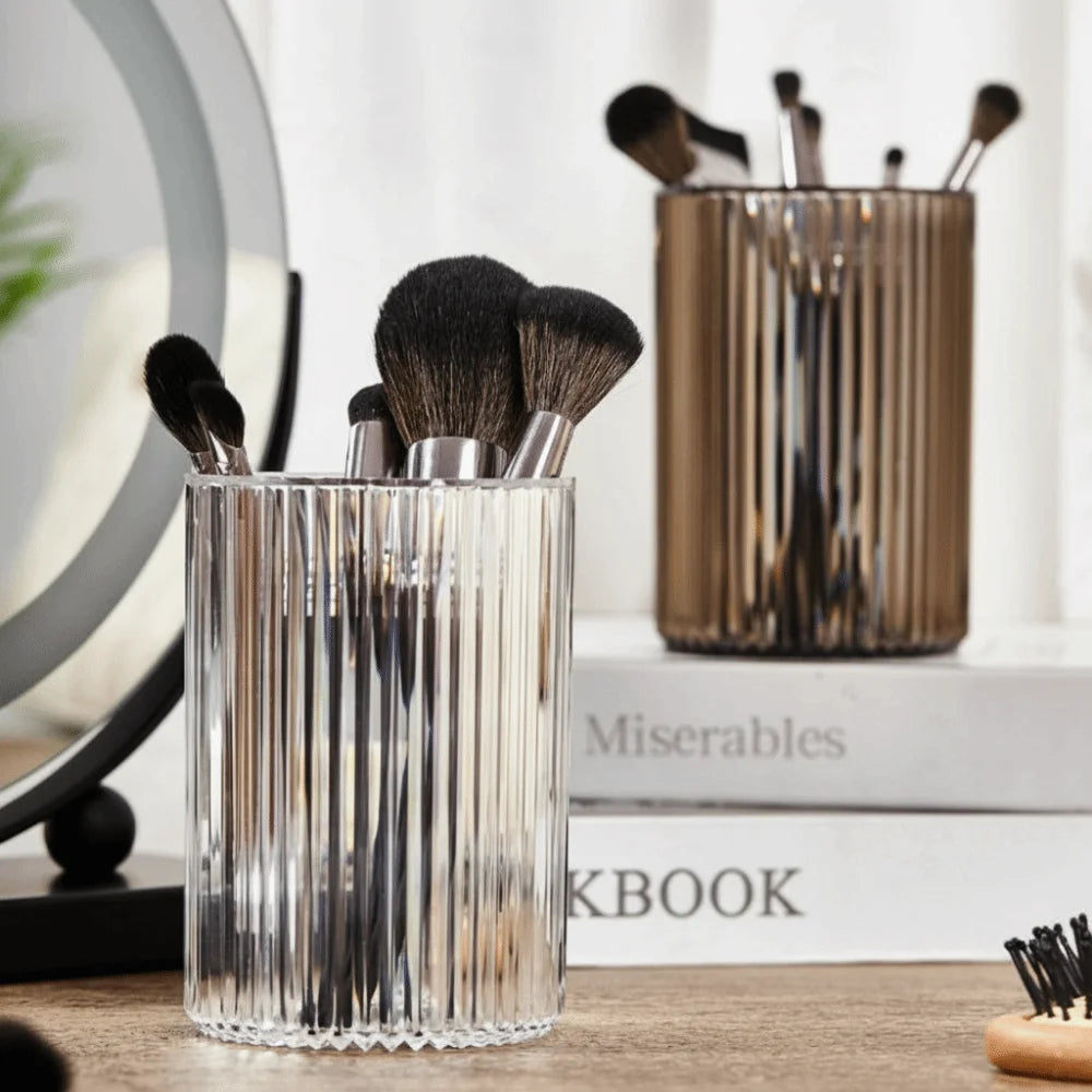 Vintage Striped Acrylic Makeup Brush Holder & Organizer Cup Makeup Brush Holder QXL