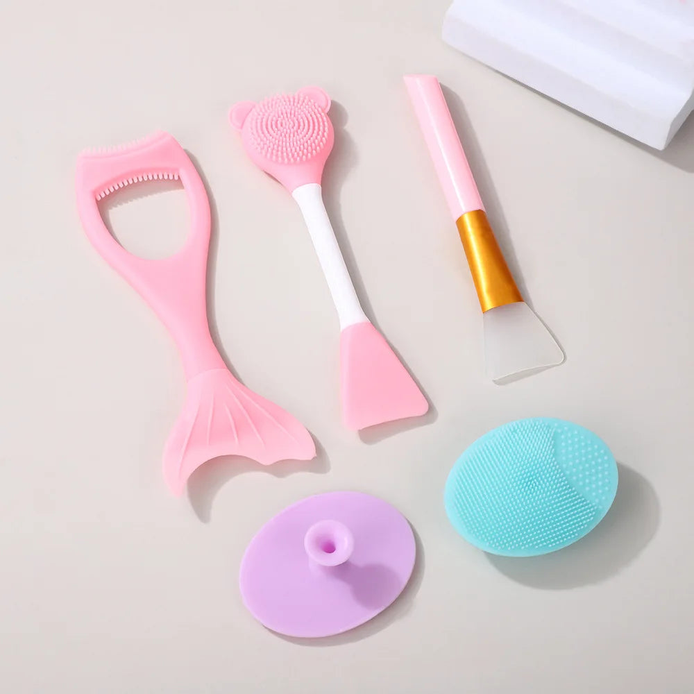 5-Pack Dual-Ended Silicone Face Mask Brush & Applicator Silicone Face Brush QXL