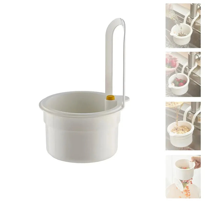 Faucet-Hanging Sink Strainer Basket | Press-Release Waste Catcher Sink Strainer Basket QXL WHITE