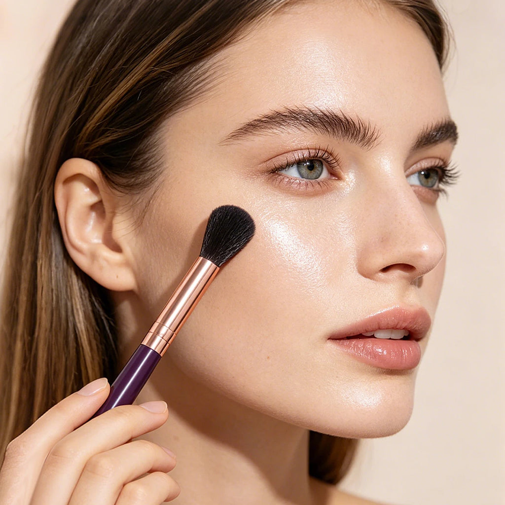 KOSSHOW 6-Pc Highlighter Makeup Brush Set | Purple Rose Gold Makeup Brush Set QXL