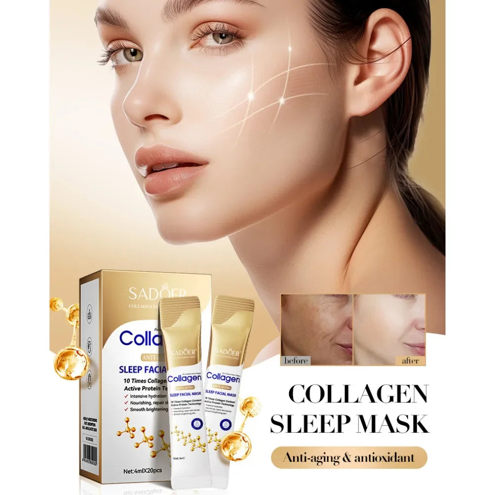 SADOER Collagen Sleeping Face Mask 30pc – Hydrating & Firming Sleeping Face Mask QXL