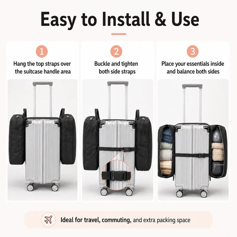 Dual-Side Luggage Expansion Bag | Foldable Suitcase Organizer Luggage Expansion Bag QXL