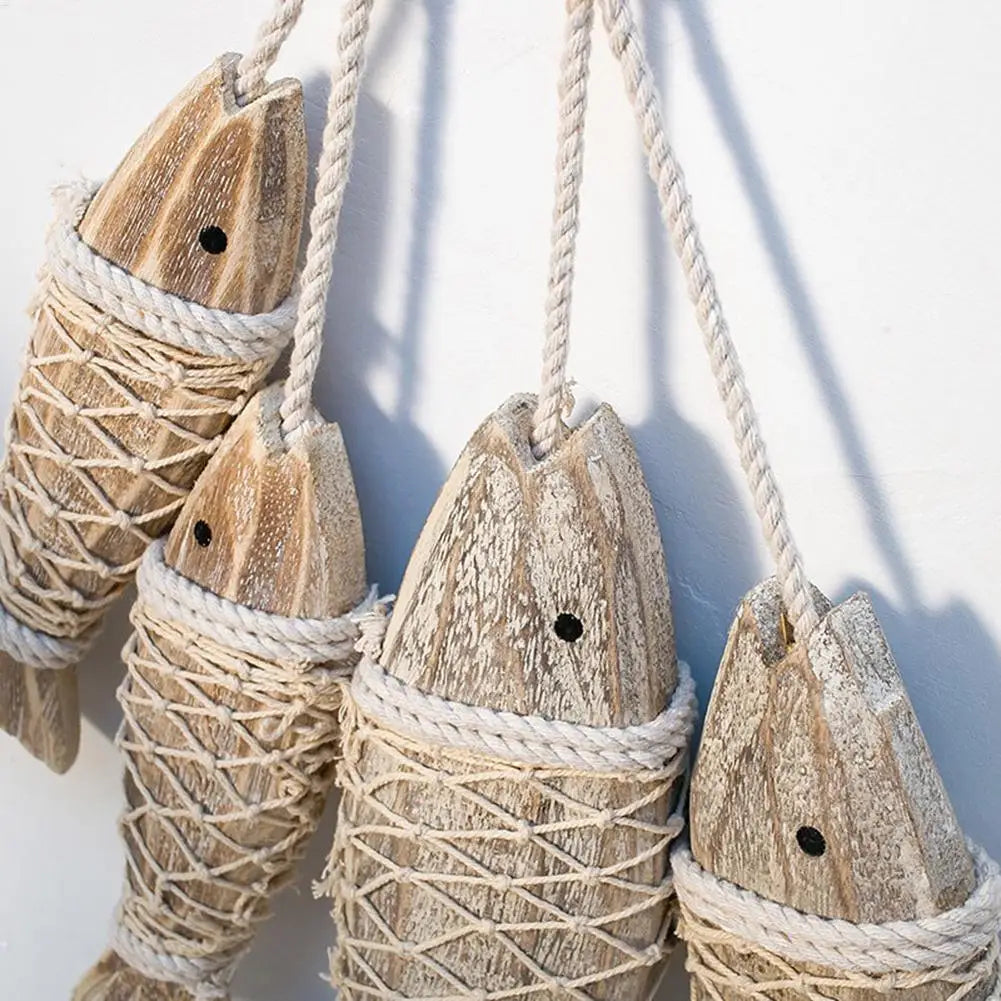 2-Pack Antique Wood Fish Wall Sculpture | Nautical Home Decor Wood Wall Sculpture QXL