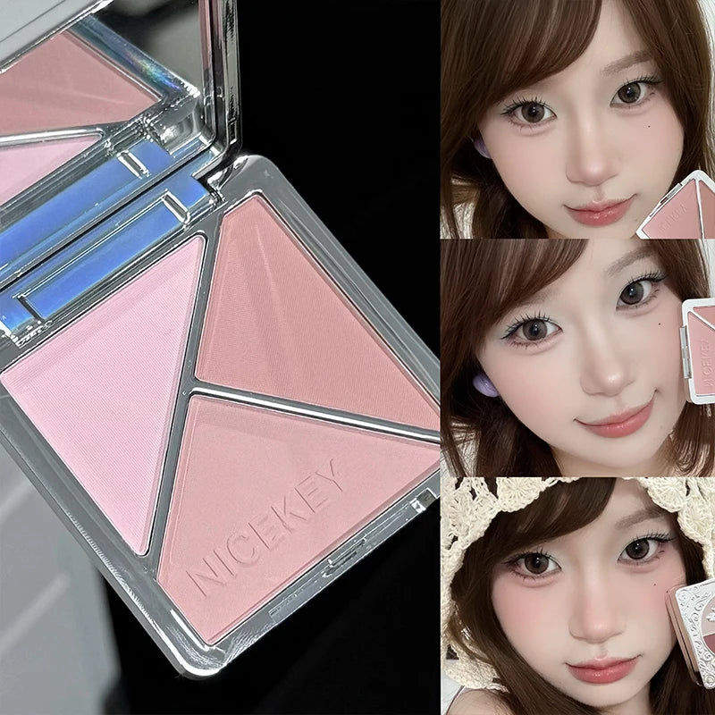 NICEKEY 3-in-1 Cream Blush Palette | Contour & Cheek Tint Cream Blush Palette QXL