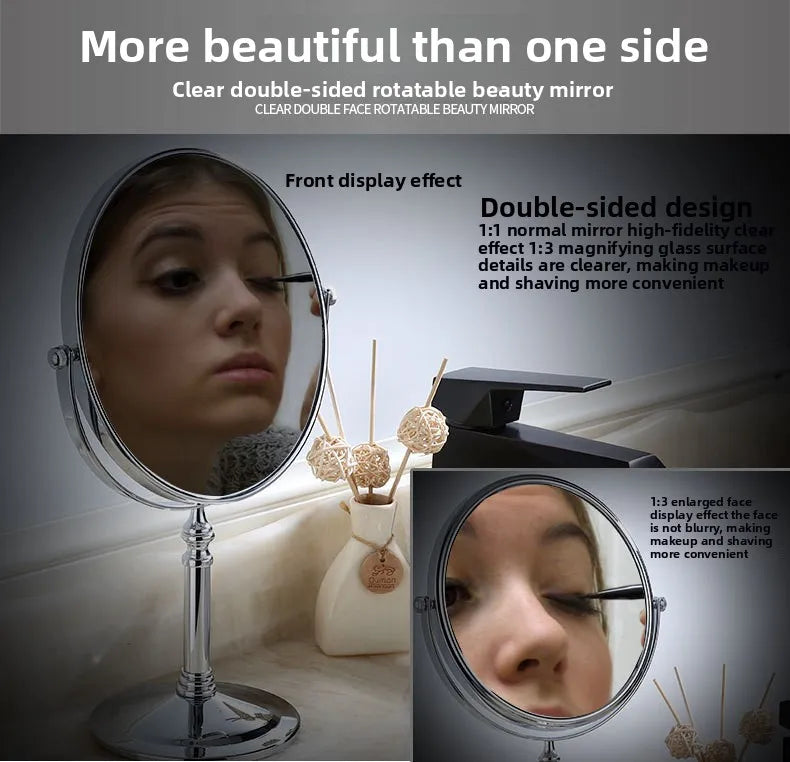 360° Rotating Double-Sided Iron Desktop Makeup Mirror Desktop Makeup Mirror QXL