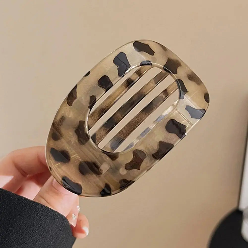 Retro Leopard French Flat Claw Hair Clip for Women & Girls Hair Claw Clip QXL