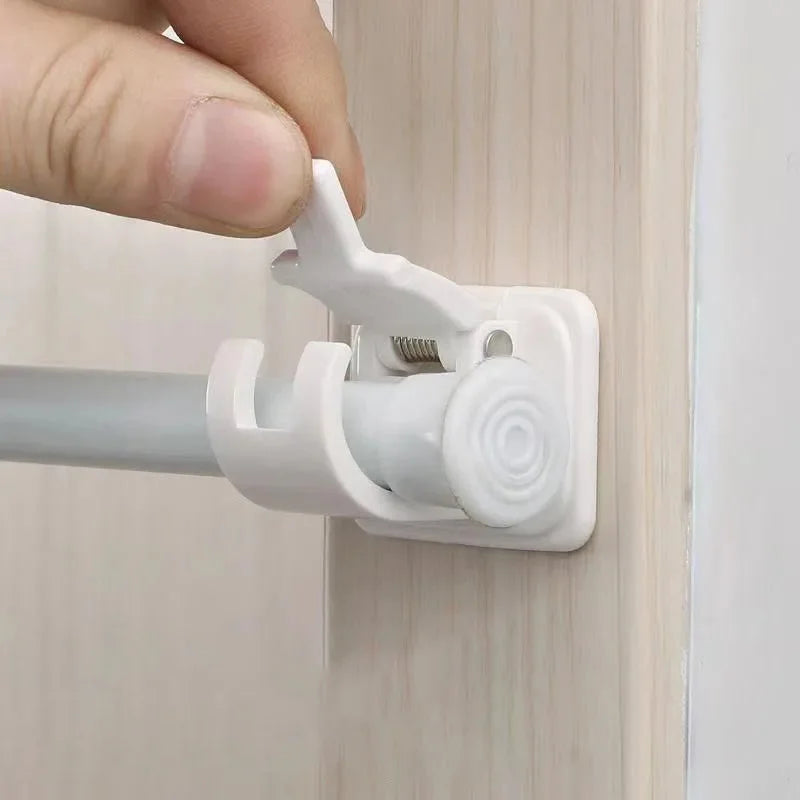 Adjustable Curtain Rod Clips | Nail-Free Wall Brackets 2-Pack Curtain Rod Brackets QXL