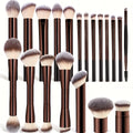 20-Pc Professional Long Handle Makeup Brush Set | Soft Synthetic Makeup Brush Set QXL Coffee Brown