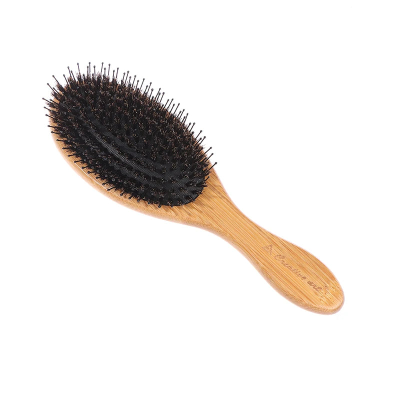 Bamboo Boar Bristle Hair Brush & Scalp Massage Comb Scalp Massage Hair Brush QXL
