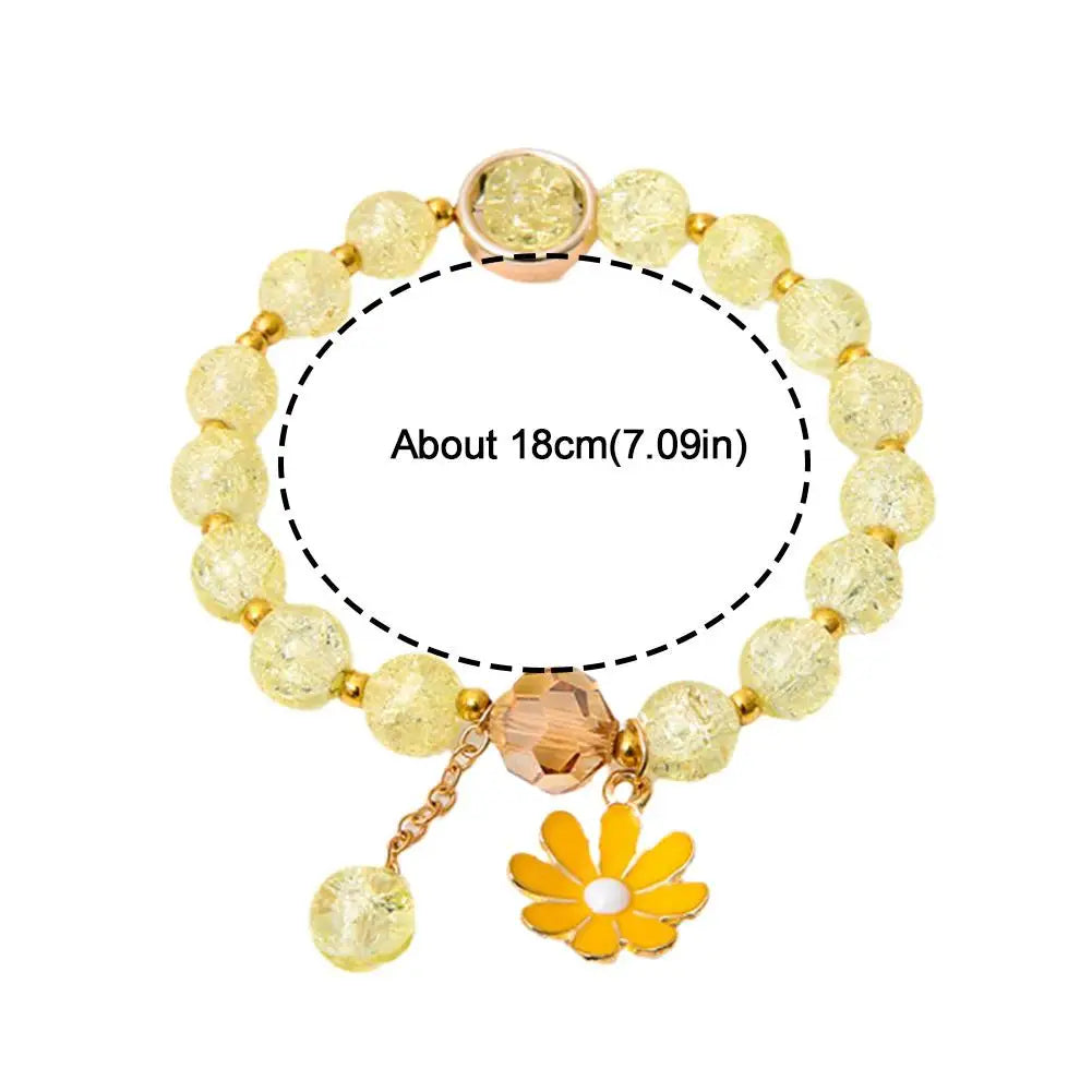 Daisy Flower Beaded Bracelet | Bohemian Crystal Elastic Women Beaded Bracelet QXL