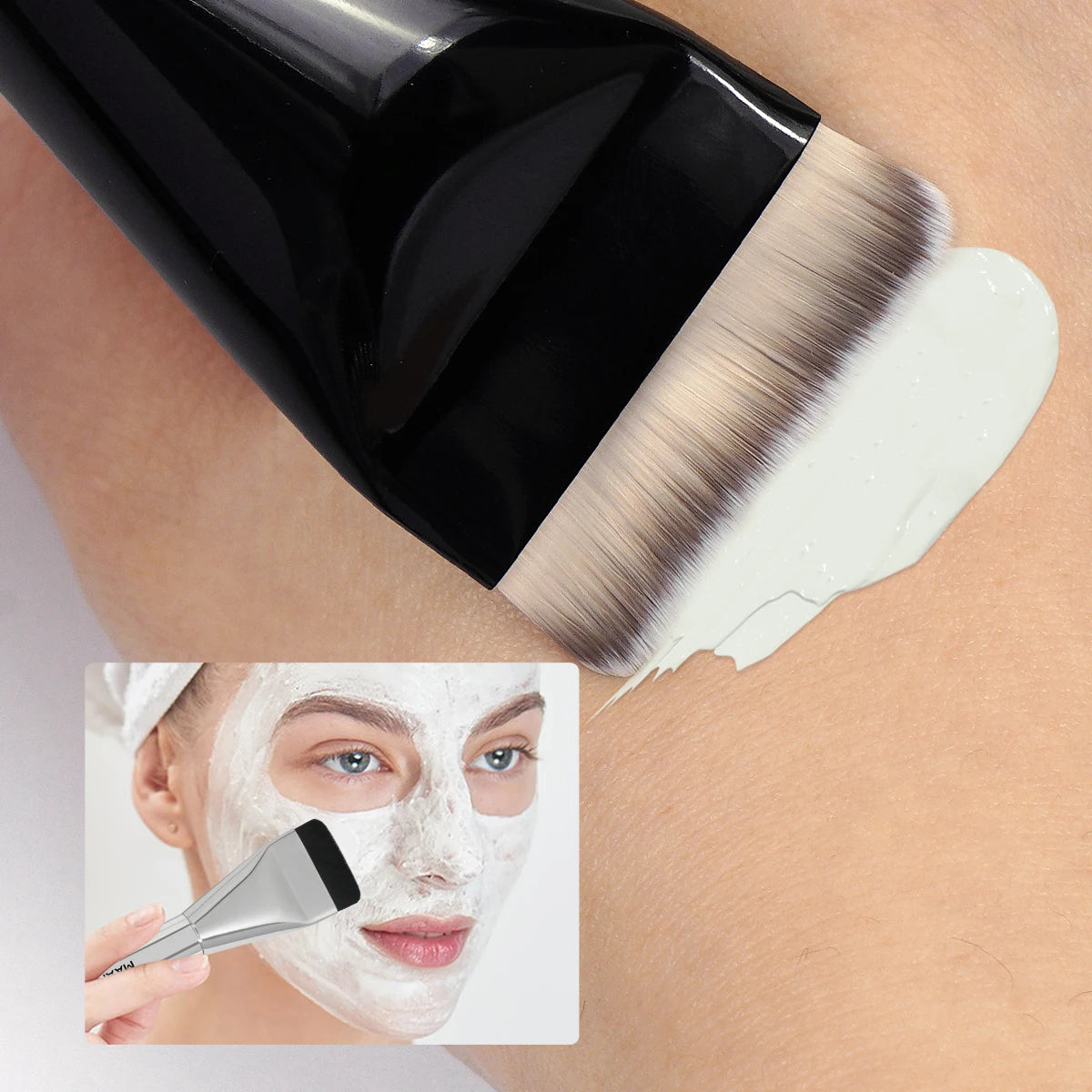 MAANGE 3-Pc Foundation & Contour Brush Set | Flat Blending Makeup Brush Set QXL