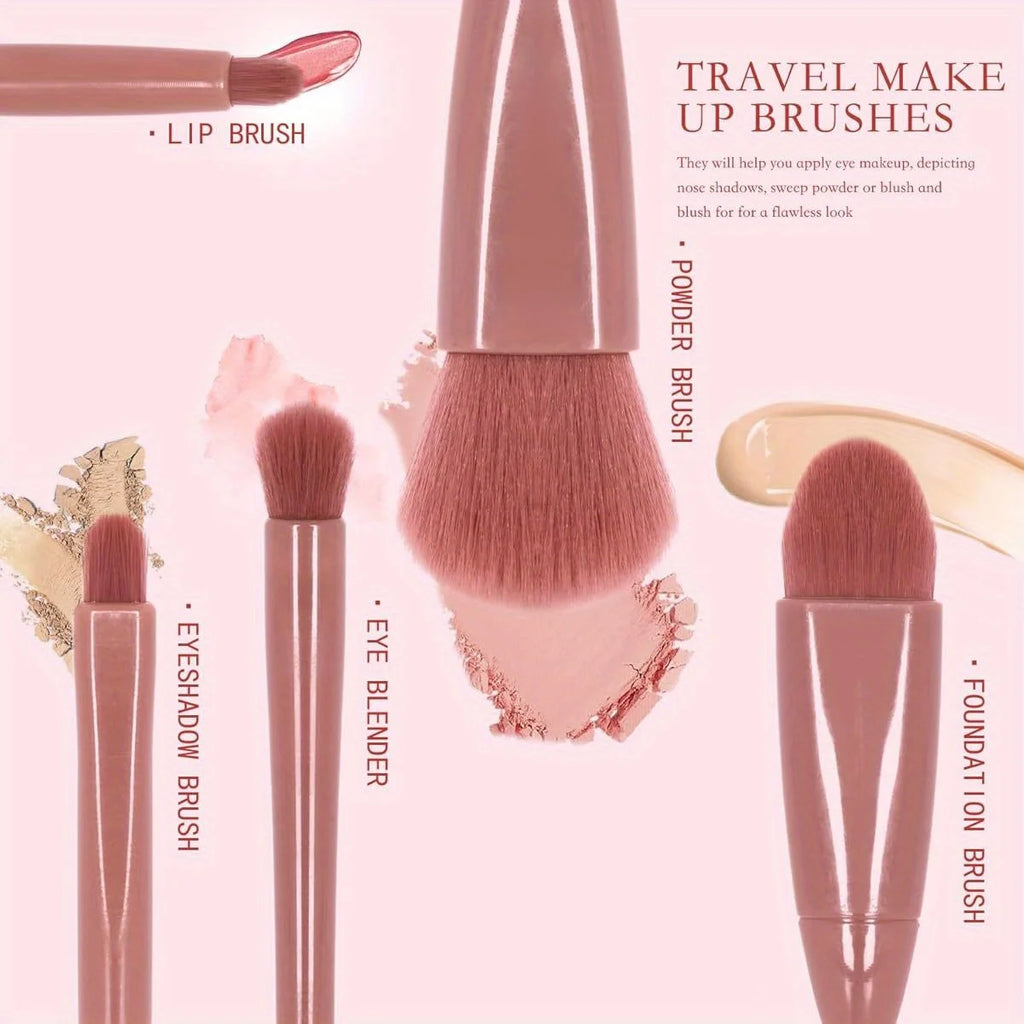 5-Piece Mini Travel Makeup Brush Set with Storage Box Travel Makeup Brushes QXL
