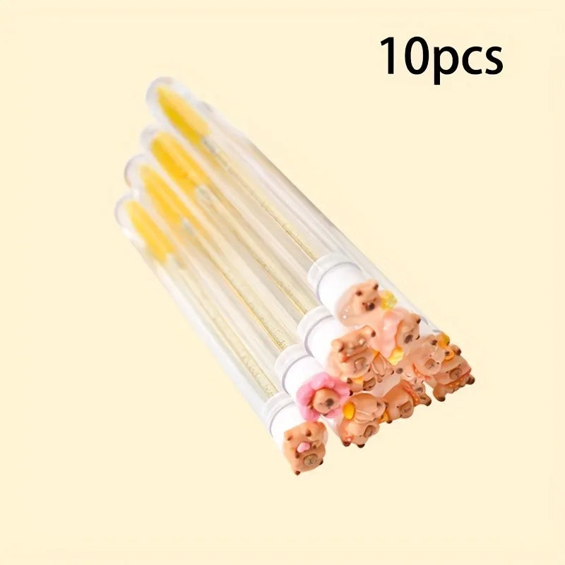 Capybara Eyelash Extension Brushes | Oval Nylon Reusable Set Lash Extension Brushes QXL YELLOW Nylon