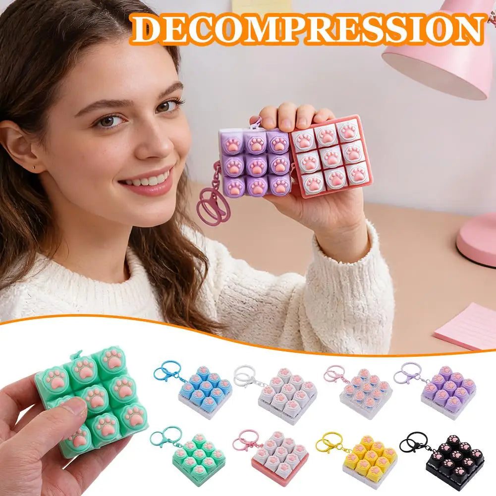 Mini Keyboard Fidget Clicker Toy | Paw Print Keycap Gadget Fidget Clicker Toy QXL