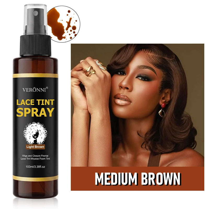 Lace Tint Spray 100ml – Sweatproof Scalp Tone Match Wig Spray Lace Tint Spray QXL 02 MEDIUM BROWN