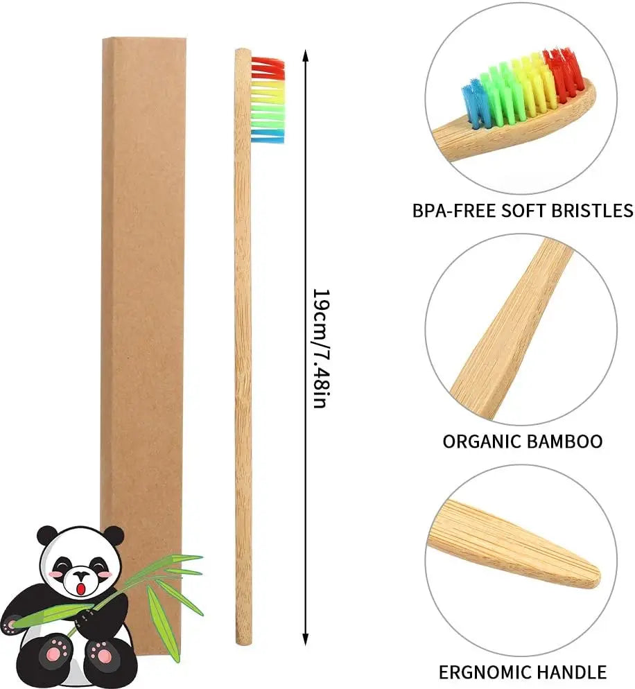 10-Pack Bamboo Toothbrushes | BPA-Free Eco-Friendly Set Bamboo Toothbrush Set QXL