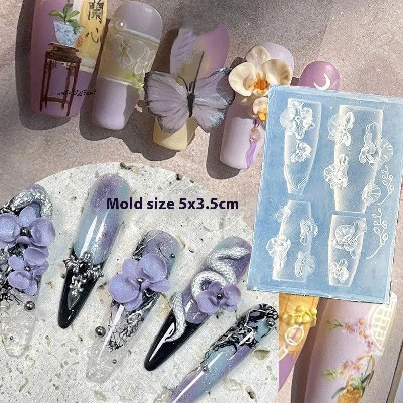 3D Flower & Butterfly Silicone Nail Art Mold | DIY UV Resin Nail Art Mold QXL