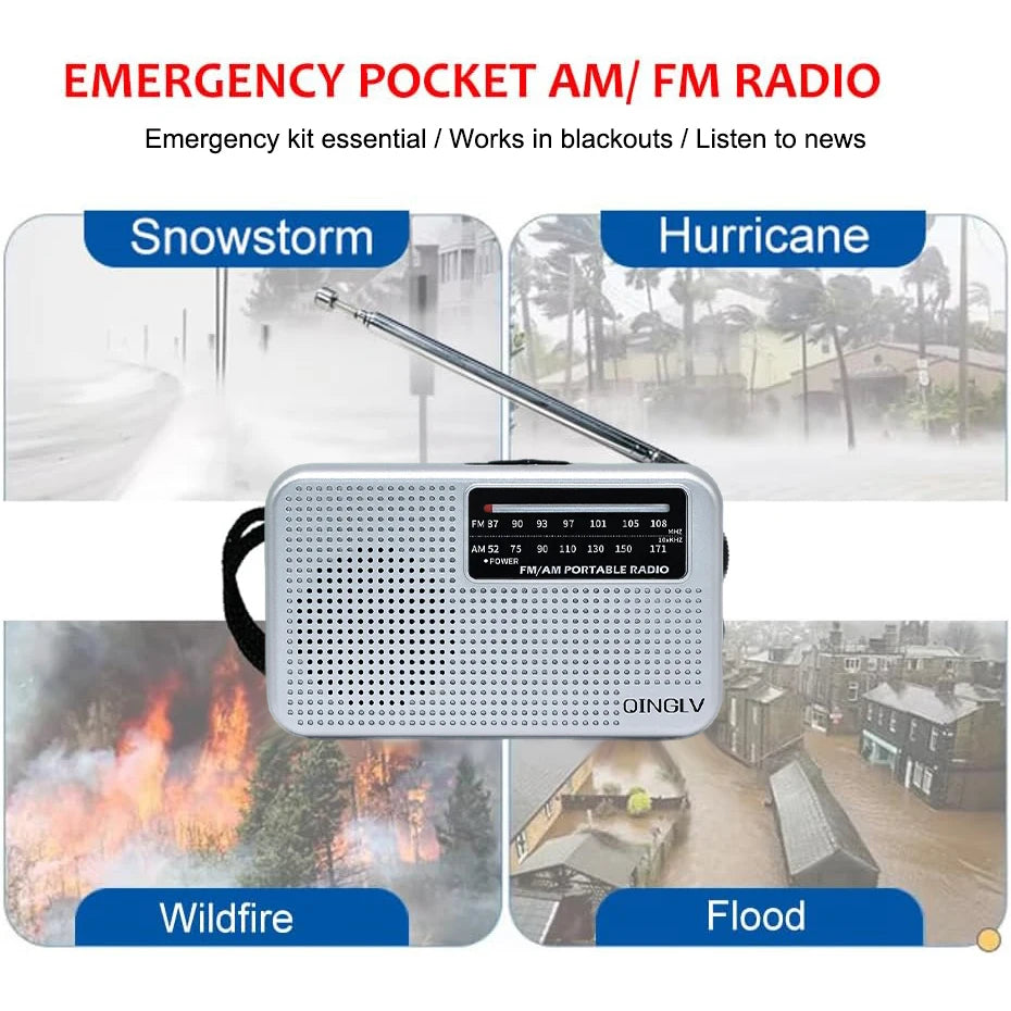 YITHOR Portable AM/FM Emergency Radio | Telescopic Antenna Portable AM/FM Radio QXL