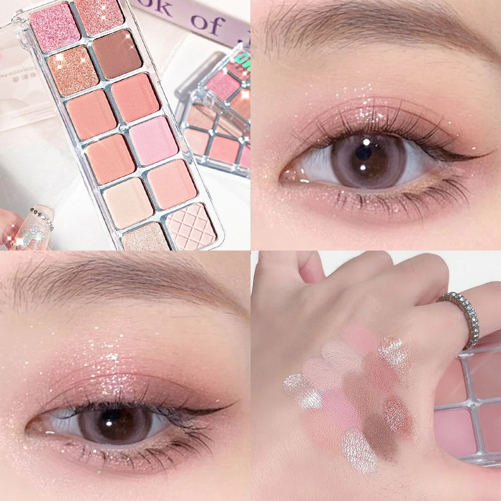 12-Color Glitter Eyeshadow Palette – Shimmer, Matte & Sparkle Eyeshadow Palette QXL 12-color