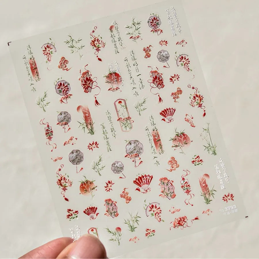 5D Kawaii Panda Bamboo Nail Art Stickers | Self-Adhesive Decals Nail Art Stickers QXL