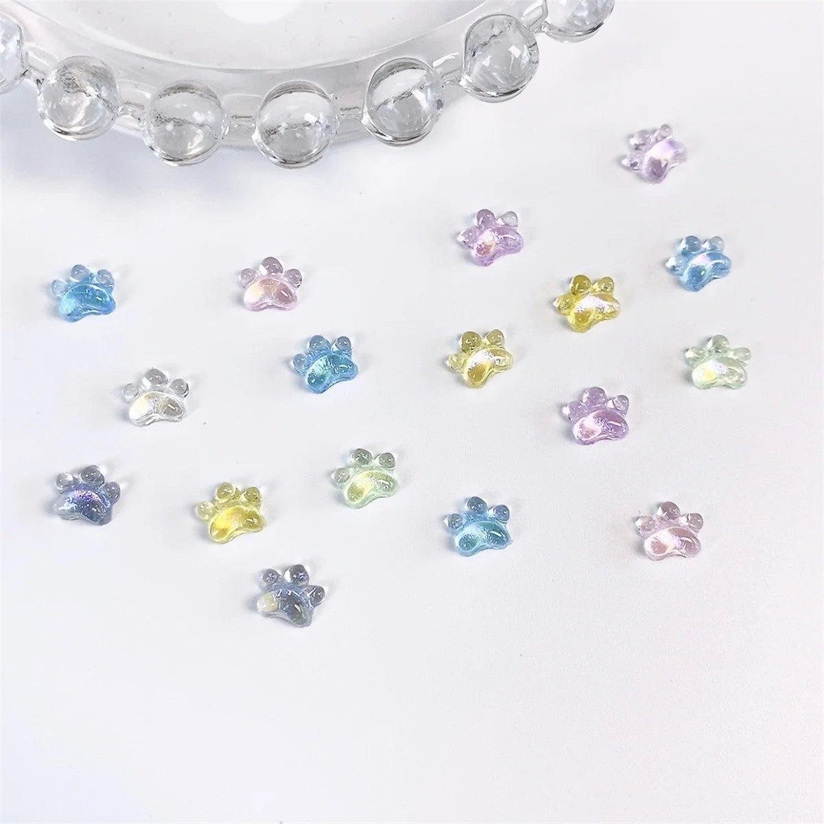 20-Pc Kawaii Cat Claw Nail Art Charms | Glitter Resin Rhinestones Nail Art Charms QXL