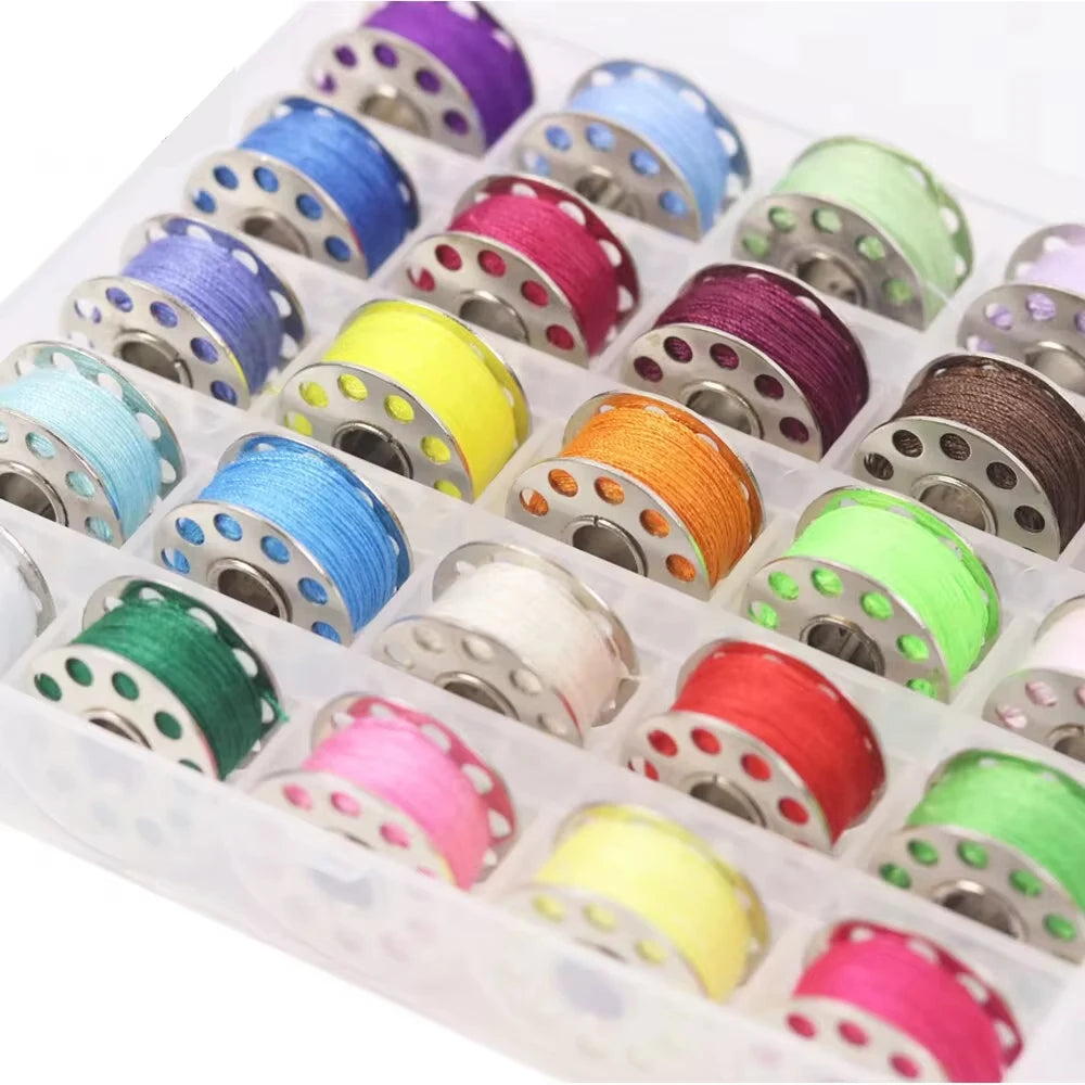 25 or 36 Color Metal Bobbin & Thread Set | Sewing Machine Bobbin Thread Set QXL