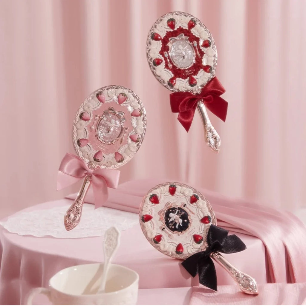 Flower Knows Strawberry Cupid Hand Mirror | Red Pink Makeup Makeup Hand Mirror QXL