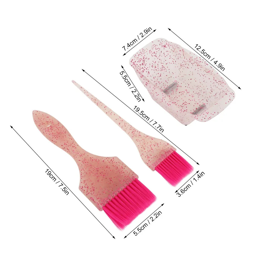 Pink Hair Dye Kit – Bowl, Pointed & Wide Brush Set | 3-Piece Hair Dye Brush Kit QXL