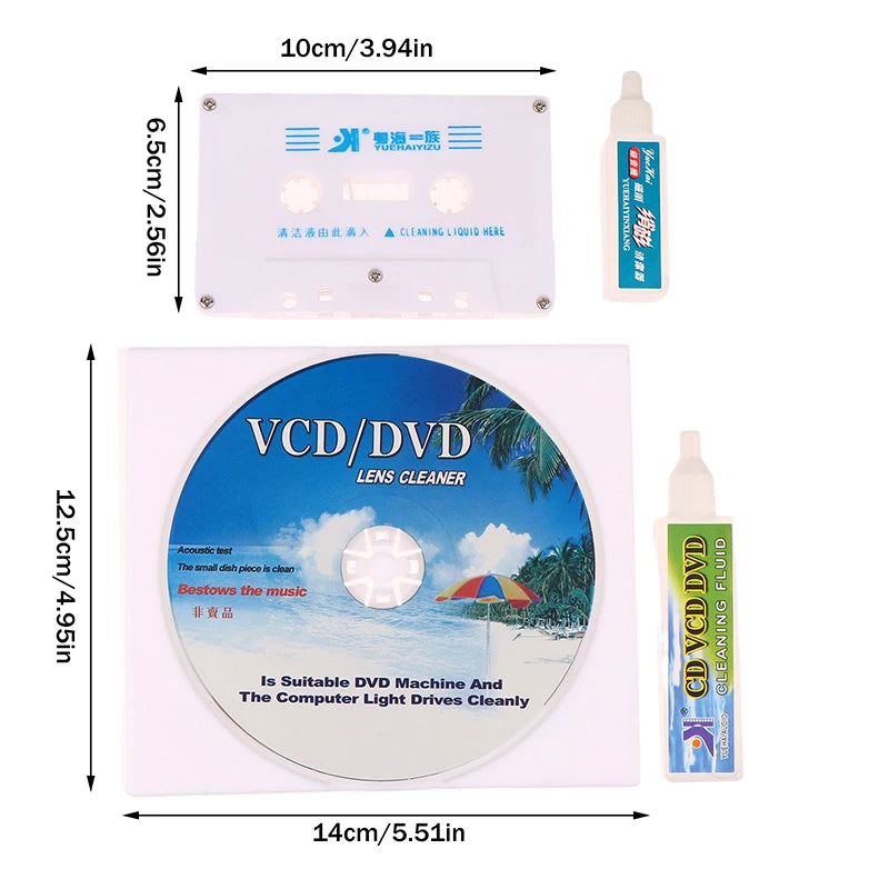 DVD CD Lens Cleaner & Cassette Tape Head Cleaner Demagnetizer Player Cleaning Kit QXL