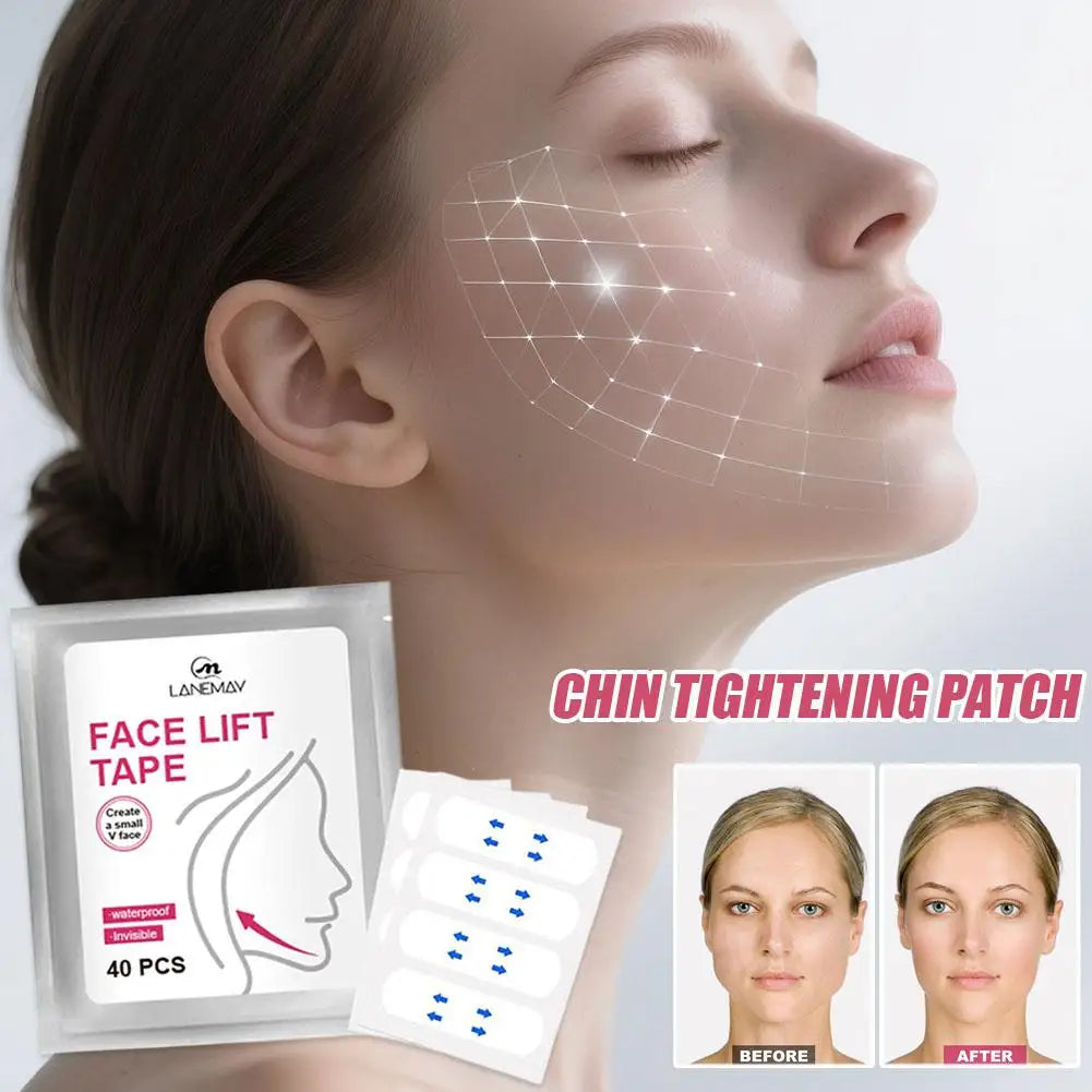 Invisible Face Lift Tape | V-Shape Chin Firming Patches 40pc Face Lifting Tape QXL