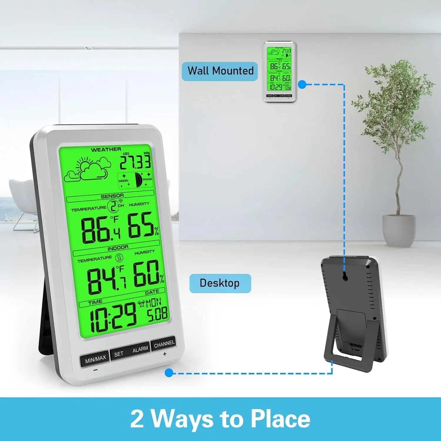Wireless Weather Station | Thermometer, Humidity & Moon Phase Wireless Weather Station QXL