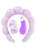4-Piece Facial Cleansing Set – Hairband, Wristband & Pore Tool Facial Cleansing Set QXL PURPLE