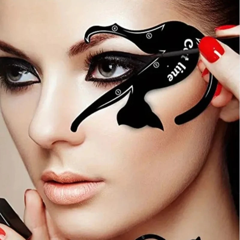 2-Pack Cat Eye Eyeliner Stencils | Winged Liner Template Eyeliner Stencil QXL