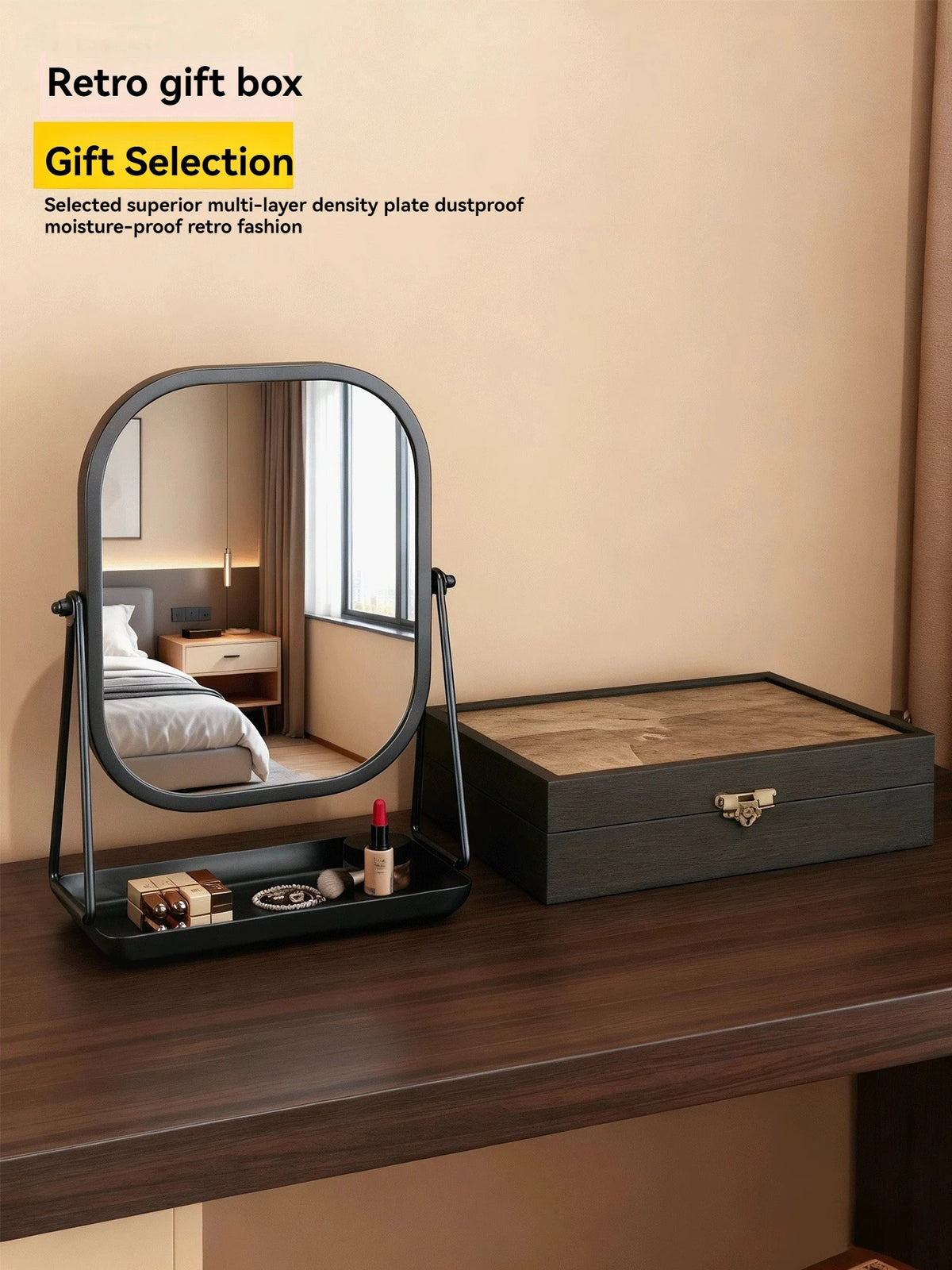 Rotating Desktop Makeup Mirror with Storage Base | Vanity Vanity Makeup Mirror QXL
