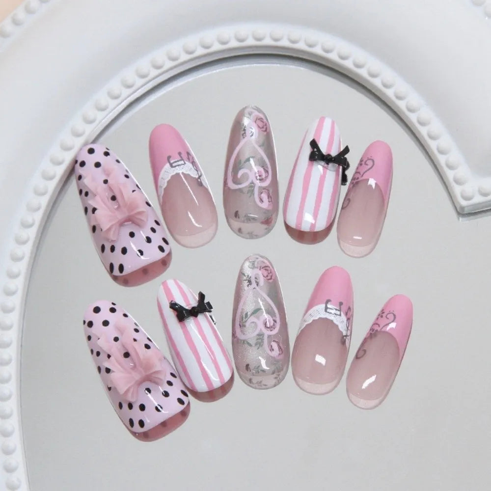 24-Pack Pink Cross Press-On Nails | Y2K Full Cover Tips Press-On Nail Tips QXL