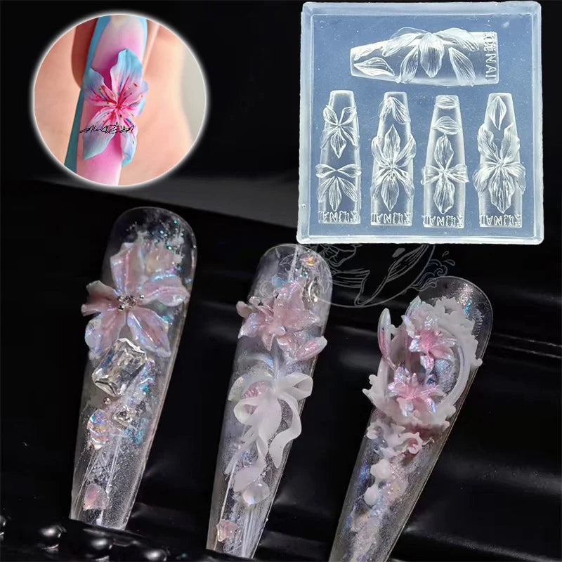 3D Hawaii Hibiscus Silicone Nail Art Mold | Floral Design Nail Art Mold QXL