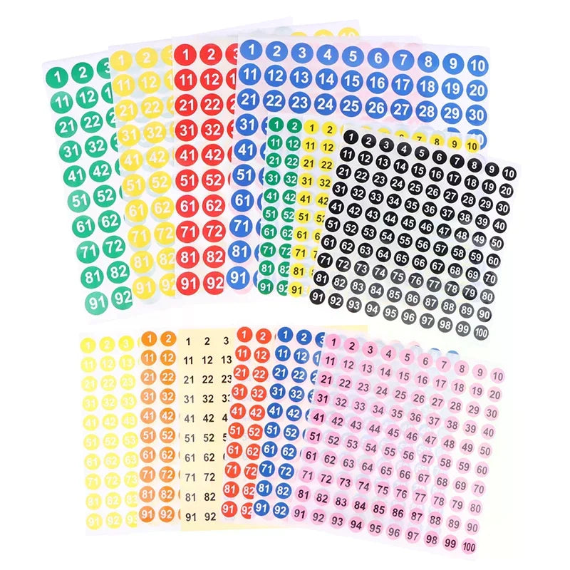 5-Sheet Number Stickers 1–100 | Labels for Crafts & Storage Number Label Stickers QXL