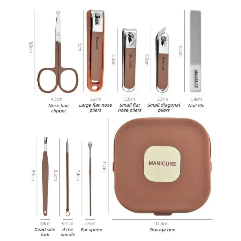 8-Piece Stainless Steel Manicure Set | Travel Nail Grooming Kit Manicure Nail Kit QXL