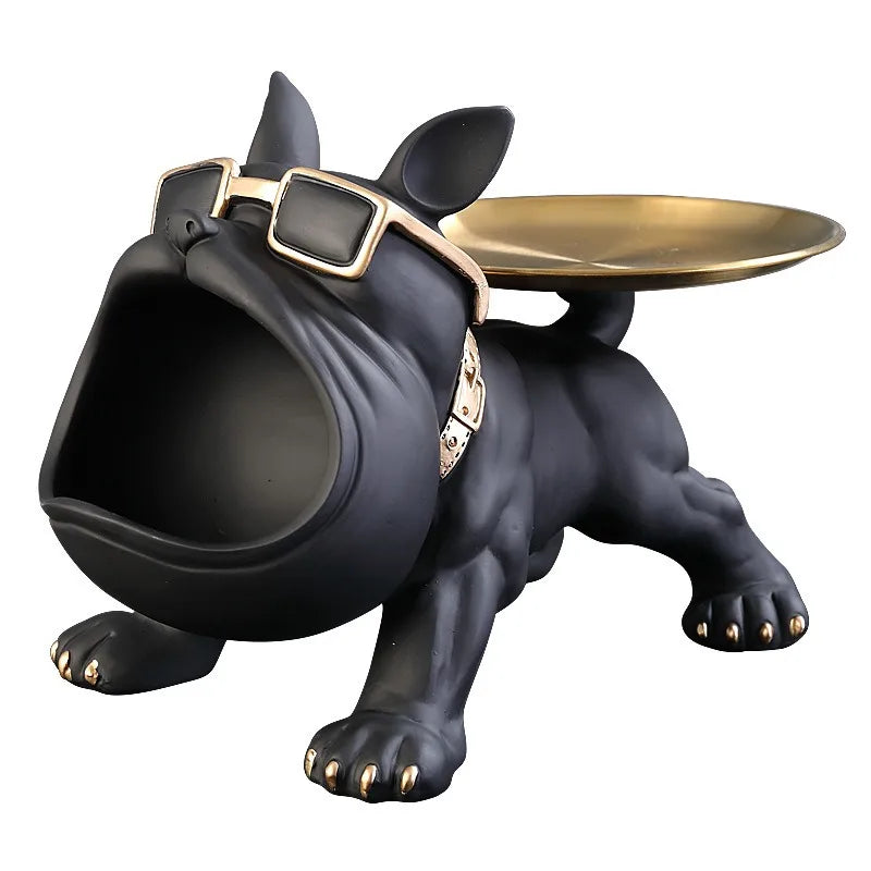 French Bulldog Key Tray Organizer | Resin Statue & Gold Tray Decorative Key Tray QXL