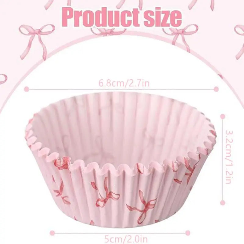 100-Pack Mini Pink Bow Cupcake Liners | Muffin Paper Cases Cupcake Paper Liners QXL