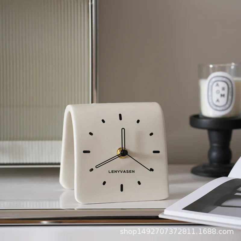 Creative Ceramic Desk Clock | Silent Analog Countertop Clock Ceramic Desk Clock QXL